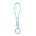 Hellblaue geflochtene handgefertigte Telefon-Lanyard mit Punktmuster und blauem Ring - Länge ca. 14,5 cm Ring ca. 23 mm 1 Stück/Packung / Mintgrün