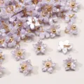 Mini pendentifs fleurs en résine lavande avec boucles dorées pour la création de bijoux DIY - Fleur De Gainier / 7mm (5 pièces/paquet) / Violet