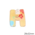 Bunter Acryl-Anhänger in Buchstabe H Form mit Smiley und Blütendruck, 28x32mm - Buchstabe H