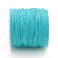 Fil de jade tressé bleu aqua 0,8 mm sur bobine blanche pour la création de bijoux - 45 Mètres/Rouleau / Bleu Paon