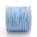 Fil de jade bleu clair de 0,8 mm de haute qualité pour perlage et tressage de bijoux DIY - 45 Mètres/Rouleau / Bleu clair