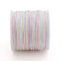 Bobine de fil de jade arc-en-ciel pastel 0,8 mm pour tissage de bijoux et perlage DIY - Teinture par Espaces Dégradés (#071) / Env. 30 Mètres/Rouleau / Multi-couleurs Macaron