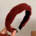 French style red plush headband for New Year celebration festive hair accessory - 4# Braided Twist Style