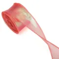 Elegant shimmery coral iridescent organza ribbon for floral gift wrapping and DIY crafts. - Begonia Red