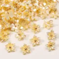 Mini pendentifs fleurs d'osmanthus en résine jaune avec centre doré pour la création de bijoux - Fleur De Gainier / 7mm (5 pièces/paquet) / Jaune