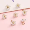 Pendentif fleur d'osmanthus en résine blanche avec centre doré pour bijoux DIY - Bauhinia 3D / 7mm (5 pièces/paquet) / Blanc