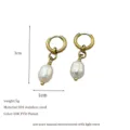 Detailed dimensions of 18K gold plated stainless steel freshwater pearl hoop earrings - Gold Style (MSE0762-G) / 18K Purity / Gold