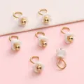 Pendentifs mini-fleurs élégants en résine blanche avec centre doré pour création de bijoux DIY - Fleur Extra Petite / 3.5mm (Lot de 5) / Blanc perle