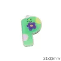 Personalisierbarer Acryl-Buchstabe P Anhänger mit grünem Blumenmuster für Bastelarbeiten - Buchstabe P