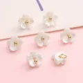 Pendentifs de fleurs en résine blanc nacré pour la création de bijoux DIY faits main - Fleur de cerisier / 8mm (Lot de 5) / Blanc perle
