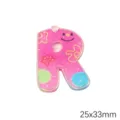 Bunter Acryl-Buchstaben-R-Anhänger mit Smiley und Blumendruck für DIY-Schlüsselanhänger - Buchstabe R