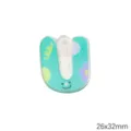 Farbenfroher Acryl-Buchstabe-U-Anhänger mit niedlichem Blumendruck und Smiley 26x32mm - Buchstabe U