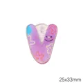 Lila Acryl Buchstabe V Anhänger mit süßem Smiley und Sternenmuster, Größe 25x33mm - Buchstabe V