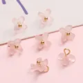Mini pendentifs en résine rose translucide en forme de fleurs pour la création de bijoux DIY - 7mm (5 pièces/paquet) / Rose Transparent