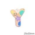 Bunter Acryl Buchstabe Y Anhänger mit Smiley und Blumendruck 25x33mm für DIY Bastelarbeiten - Buchstabe Y