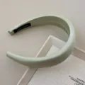 Elegant light green vintage satin padded headband with a high-end French aesthetic finish - Light Green