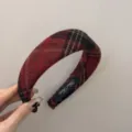 Festive red plaid wool padded headband for women, perfect for Christmas and New Year hair accessory - 4cm / Black and Red Plaid