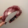 Elegant red plaid wool headband featuring a thick padded design for autumn and winter - 4cm / Red White Plaid
