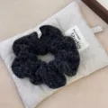 Black felt plush large intestine scrunchie hair tie for women, elegant hair accessory - Hair Tie / Dark Gray
