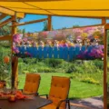 Decorative outdoor banner with cute beagle puppies and blue fence for garden party - Garden Dog Theme / 30x120cm (With Grommets & Rope)