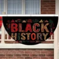 Decorative Black History Month fan-shaped flag for cultural events - Flat Style / 37.5x75cm