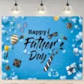 Father's Day photography backdrop featuring blue balloons tie and glasses design - 95x75cm
