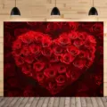 Romantic red rose heart photography backdrop for Valentine's Day studio decoration - SBJ-002 / 95x75cm