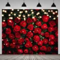 Fond de photographie mural roses rouges romantiques avec lumières chaudes pour la Saint-Valentin - SBJ-006 / 95x75cm