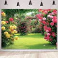 Fond de photographie de jardin de roses romantiques pour mariage et décoration. - Style Imprimé Floral Doux (SBJ-002) / 95x75cm