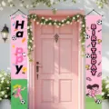 Rosa Fußball Happy Birthday Türbanner für die Geburtstagsdekoration von Mädchen - 30x180cm