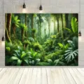 Fond photographique forêt tropicale pour décoration de fête sur le thème de la jungle - Rayons de Jungle Naturels (SBJ-002) / 150x90cm