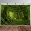 Nature-themed tropical rainforest photography backdrop for jungle party wall decorations - Jungle Landscape (SBJ-0010) / 150x90cm