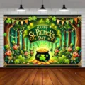 Fondo de San Patricio con duendes, tréboles y monedas de oro para fotografía - SBJ-001 / 95x75cm