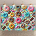 Colorful donut and candy theme photography backdrop for kids birthday party decoration - 95x75cm