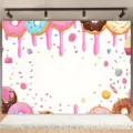 Sweet donut theme photography backdrop with cartoon sprinkles for birthday party decoration - Donut Theme (SBJ-002) / 95x75cm