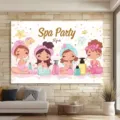 Fondo fotográfico de spa party para cumpleaños de niñas y decoraciones de pared temáticas - Estilo SBJ-004 / 95x75cm