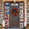 Decorative American football themed welcome door banners for fall porch and party decor - 30x180cm / Welcome Cheer Style (SDL-003) / Two-Piece Set