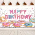 Sweet donut themed happy birthday photography backdrop for children's birthday parties - Donut Theme (SBJ-005) / 95x75cm