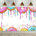 Colorful dripping donut theme photography backdrop for kids birthday party dessert table - Donut Party Style (SBJ-007) / 95x75cm