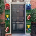 Rugby themed decorative door banners for sports party events featuring football and helmet designs - Trophy Helmet Style (SDL-005)