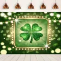 Fondo fotográfico profesional de San Patricio con diseño de trébol de cuatro hojas - SBJ-008 / 95x75cm