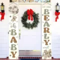 Teddy bear themed Oh Baby shower door banners for festive outdoor party decoration - 30x180cm