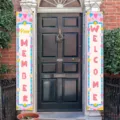 Festive pink Welcome New Member hanging door banners for baby showers and club parties - New Member Pink Style / 30x180cm