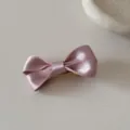 Macro detail of a pink satin double-layered bow hair clip with elegant ribbon texture - Large Bow Hair Clip (2#) / Pink