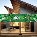 Vibrant large soccer-themed Happy Birthday banner for kids birthday party decoration - Soccer Party Banner (CG-1991515) / 30x120cm