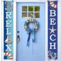Nautical theme BEACH and RELAX porch signs for summer coastal party door decor - Nautical Leisure Theme / 30x180cm