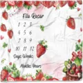 Suave manta de hitos para bebé con tema de fresa para seguimiento de crecimiento mensual - Smt–0011 / 91x102cm (Piel de Melocotón)