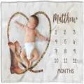 Manta personalizada de hitos para bebé con diseño de vaquero del oeste y cactus - Smt–0012 / 91x102cm (Piel de Melocotón)