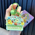 Cute light green little yellow duck piano keyboard keychain accessory for school bags - Green