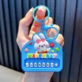 Cute blue bunny piano toy keychain with numbered keys for backpack or car keys - Blue